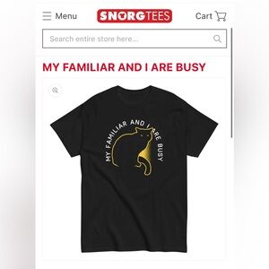 NWOT Size L Snorg Tees Black Cat Graphic My Familiar and I are Busy
